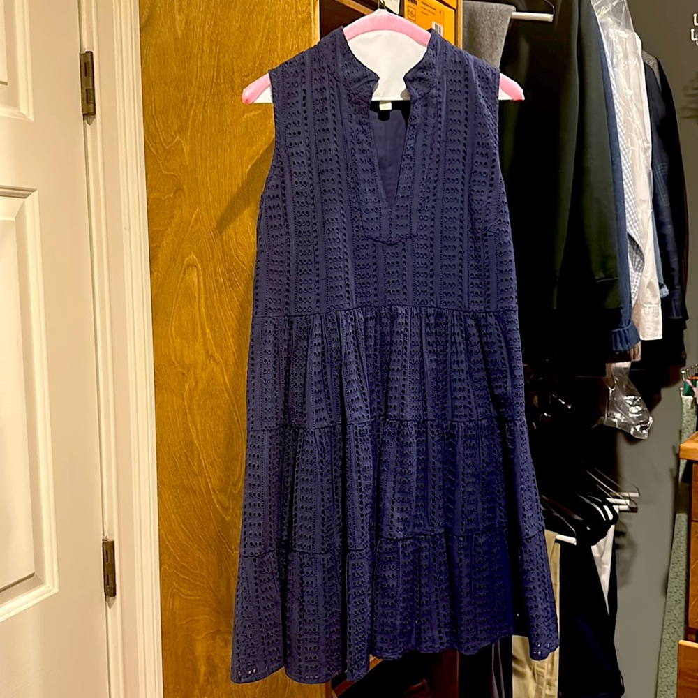 Sail to Sable Navy Eyelet dress